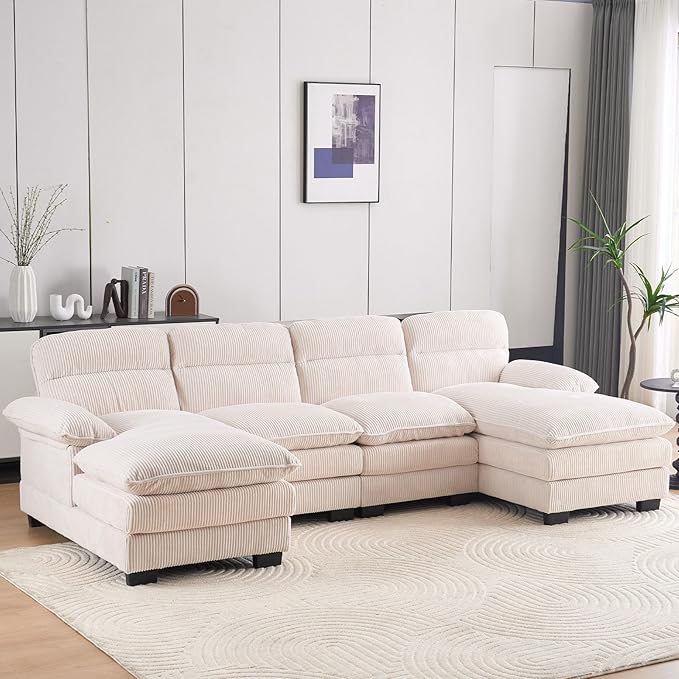 U Shaped Modular Sectional Sofa,6 Seat Couch 6 Deap Seats Corne, Oversized Convertible