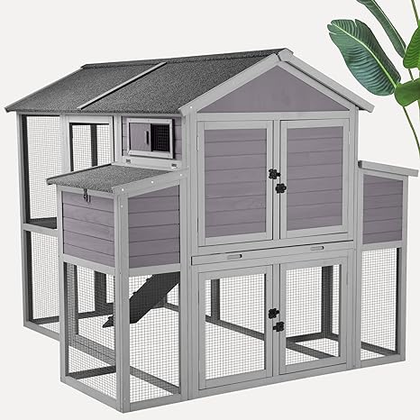 Chicken Coop with Wheels Wooden Outdoor Chicken House Easy Cleaning