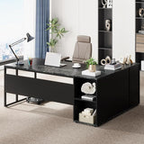 71 inch Executive Desk, L Shaped Desk with Cabinet Storage, Executive Office Desk