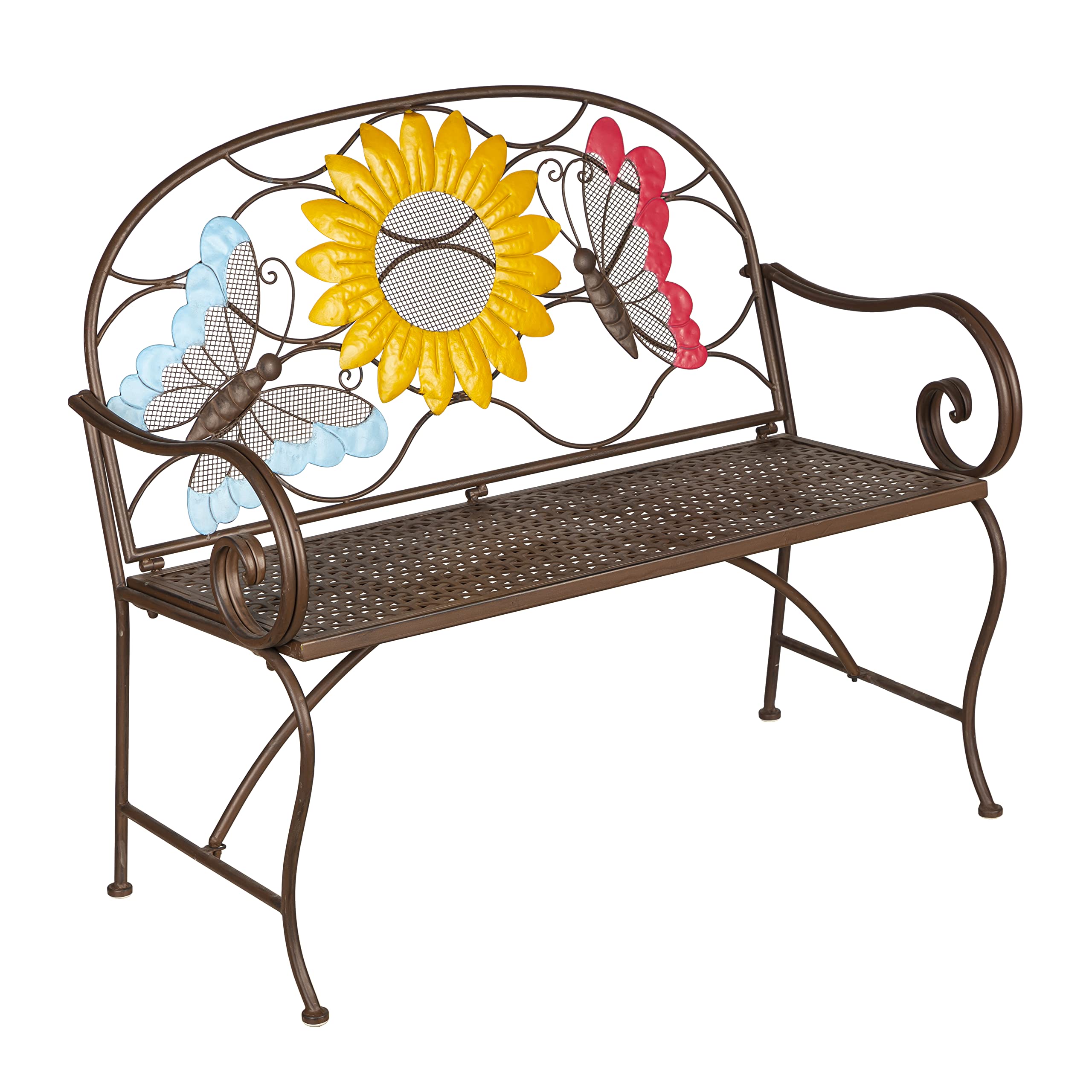 Weatherproof Sunflower with Butterflies Outdoor Bench | Holds Up to 400 lbs