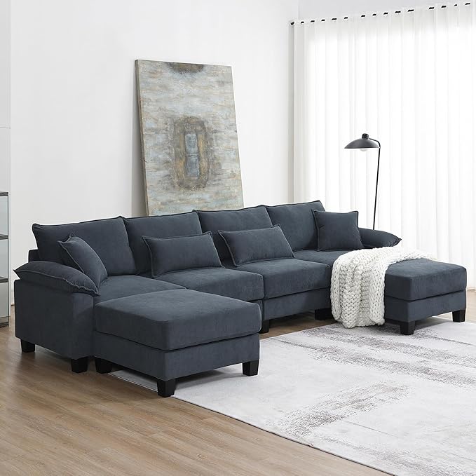 Wide Seat Corduroy Modular Sectional Sofa Bed
