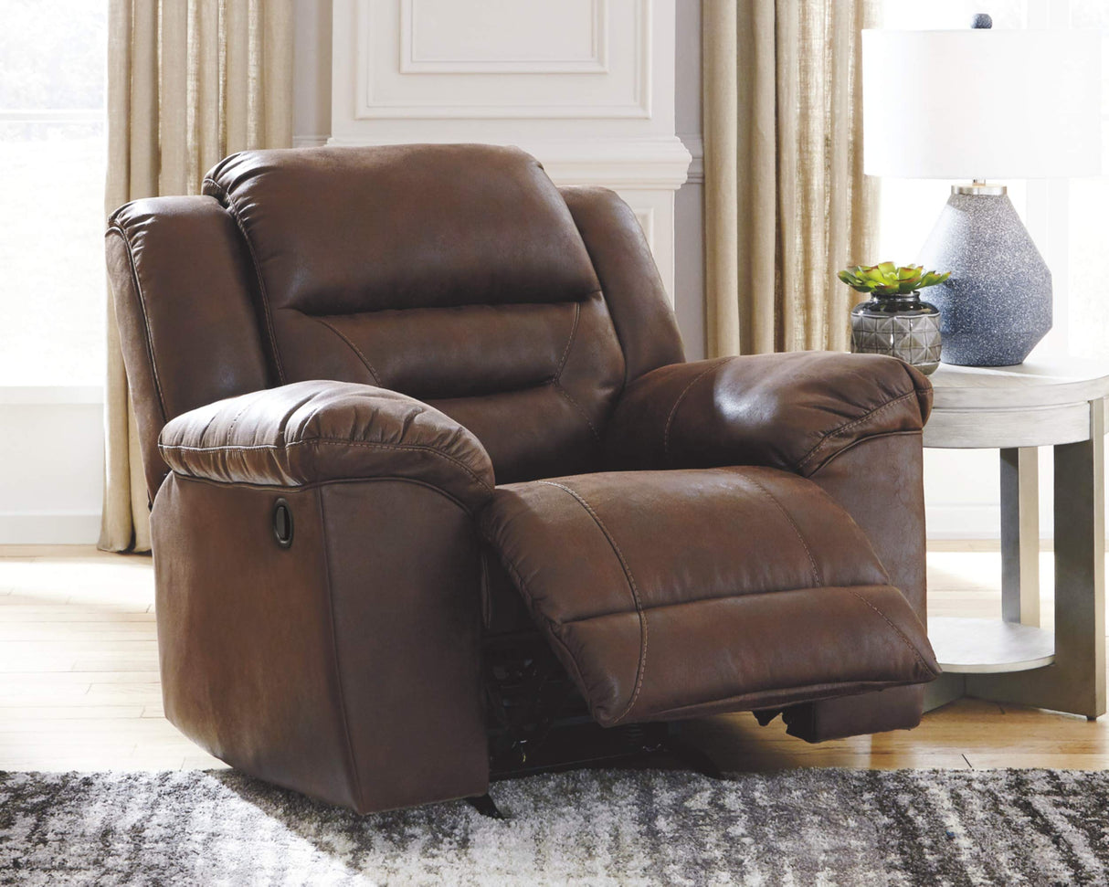 Stoneland Faux Leather Manual Pull Tab Rocker Recliner, Dark Brown