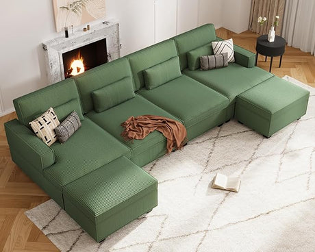 75" Oversized Loveseat Sofa, Comfy Corduroy Sectional Cloud Couch with Adjustable