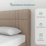 Novilla Queen Bed Frame with Headboard Queen Platform Bed Frame for Bedroom Bed Frame Queen Size with Upholstered Headboard, No Box Spring Needed, Easy Assembly, Beige
