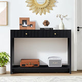 Entryway Console Table with Fluted Drawers, Mid Century Entryway Table with Storage