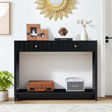 Entryway Console Table with Fluted Drawers, Mid Century Entryway Table with Storage