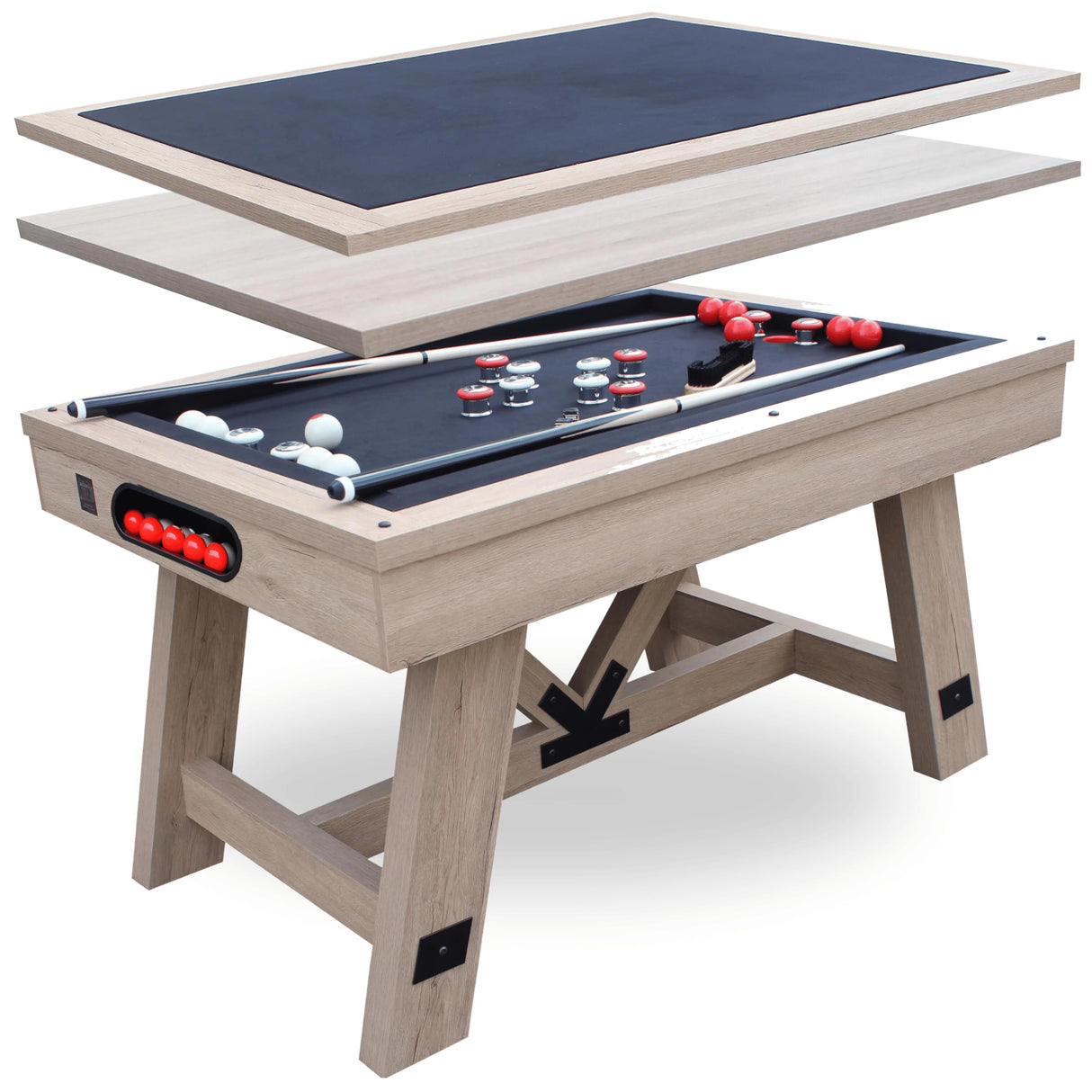 54" Bumper Pool Table for Adults and Kids Game Room, Poker Table Top, Comes