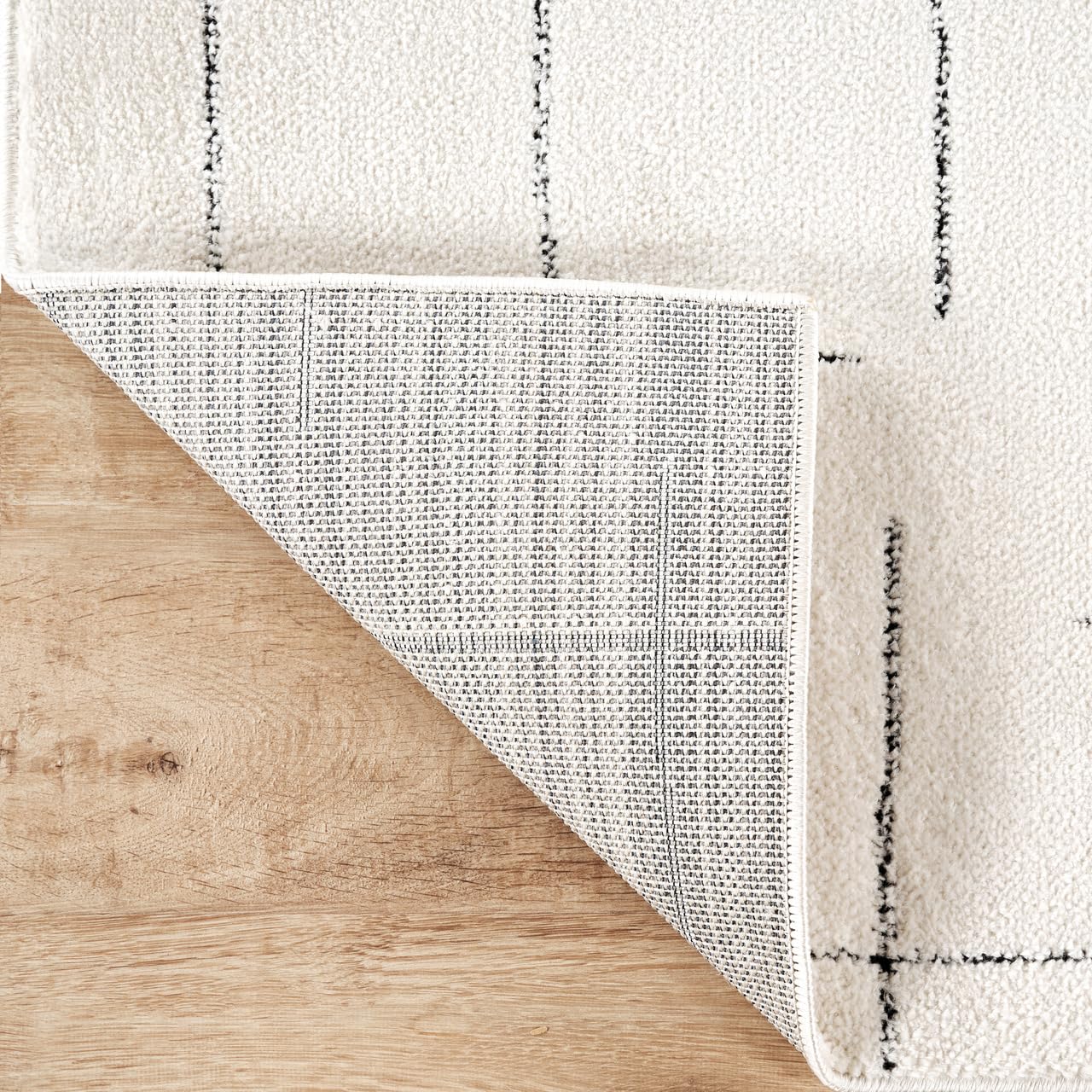 Abani Cream Area Rug – 6' x 9' – Oliver Collection – Striped Pattern – Non-Shedding, Easy to Clean – Durable for Living Room, Bedroom, or Office, Pet & Child Friendly