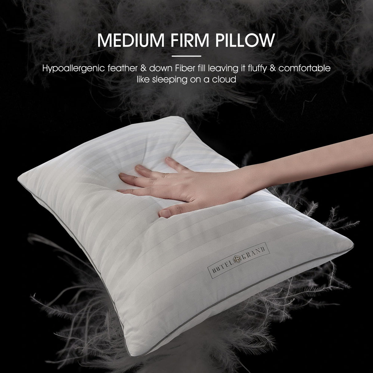 Feather Down Pillow 100% Cotton Standard Size Pillows Set of 2 Pack Home