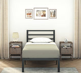 CastleBeds Modern Queen Size Black Iron Bed Frame with Headboard Footboard Wrought