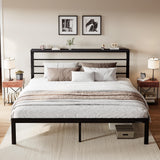 King Size Bed Frame with Headboard Shelf, Heavy Duty Platform Bed Frame with Strong