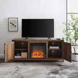 Georgetown Modern Farmhouse Double Barn Door Fireplace TV Stand for TVs up to 65