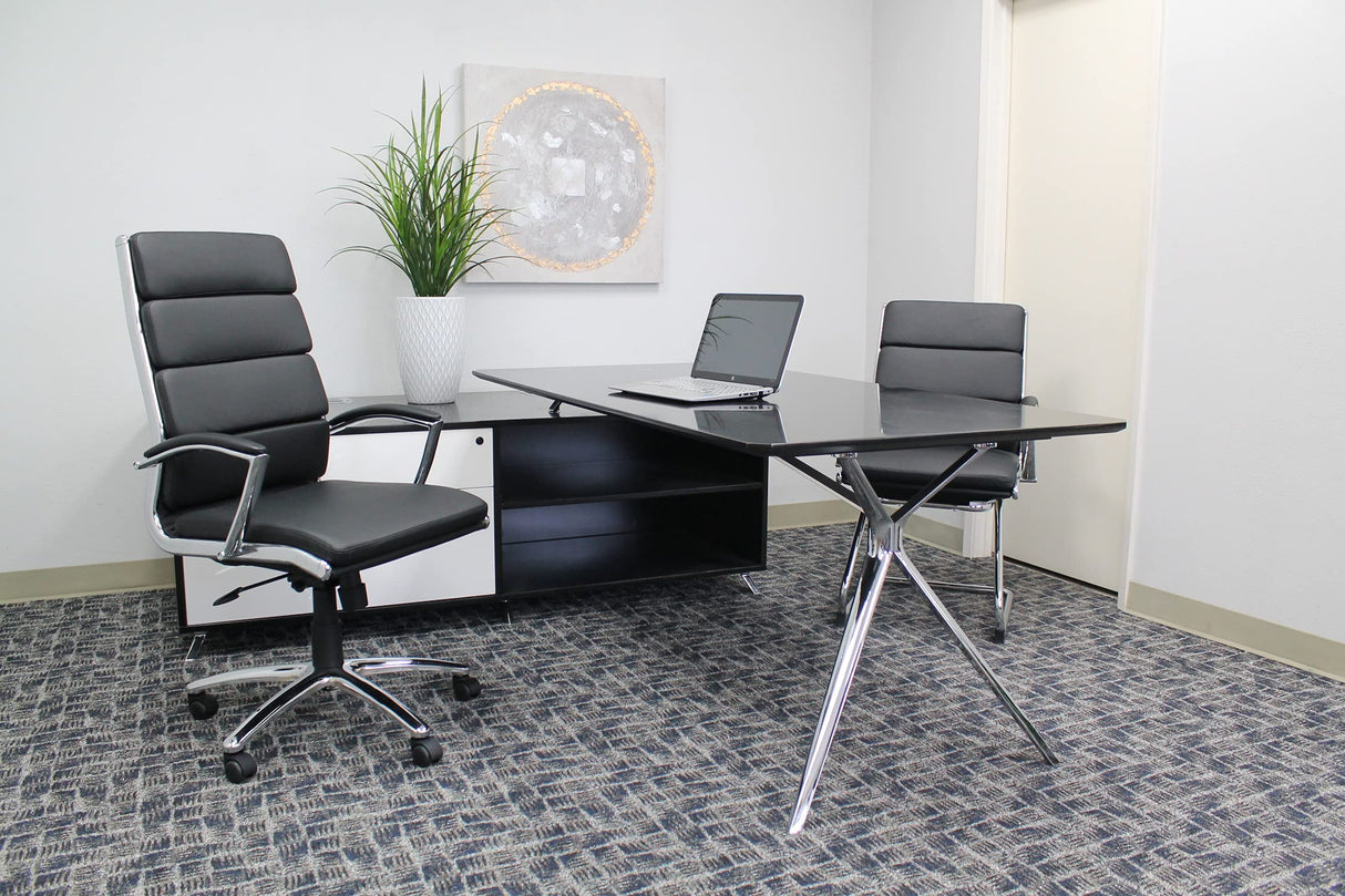 CaressoftPlus Executive Chair, Traditional, Metal Chrome Finish