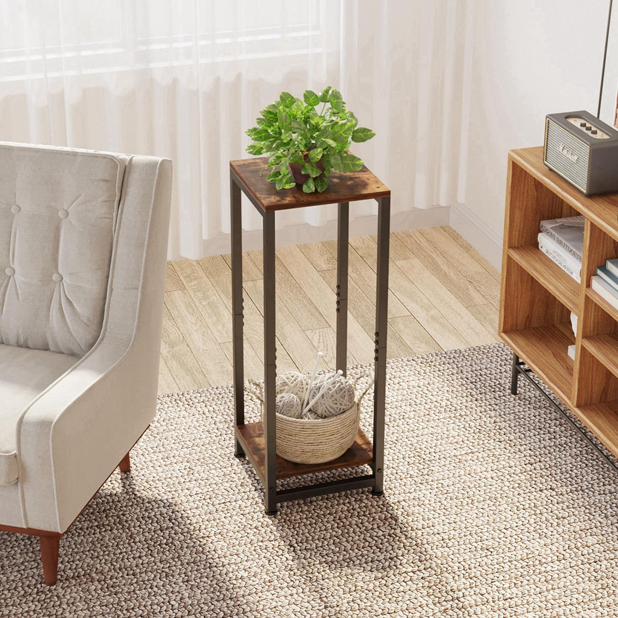 ZenLeaf 2-Tier Tall Plant Stand - Wood Plant Table
