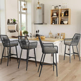 28'' Outdoor Counter Height Bar Stools Set of 2, Rattan Bar stools Boho Woven Patio