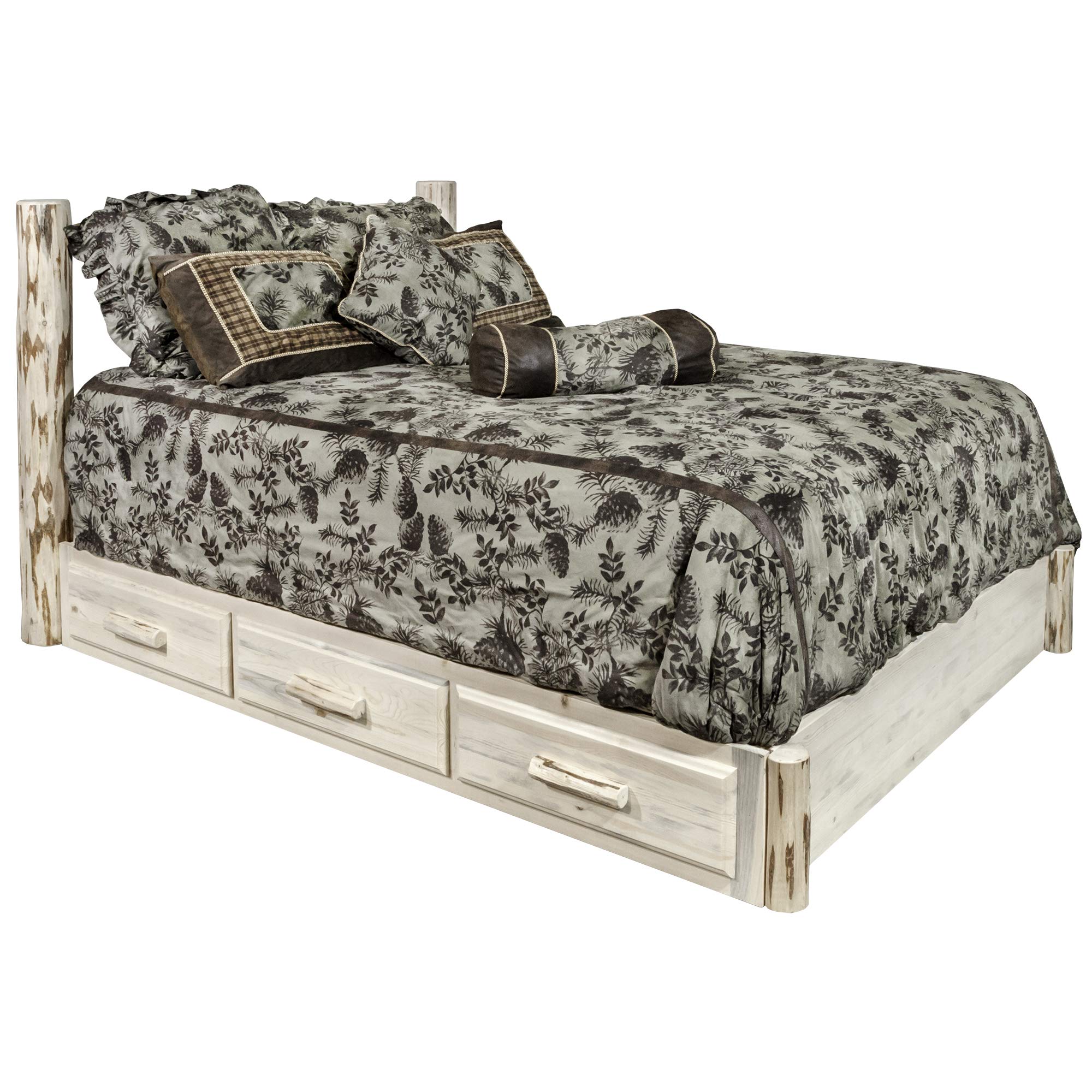 Montana Collection California King Bed with Storage Platform, Clear Lacquer Finish