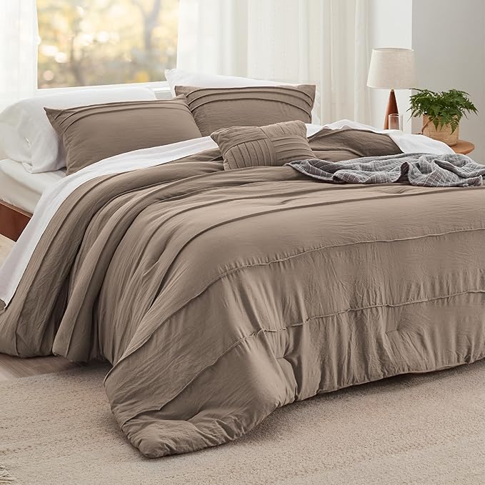 Sage Green California King Comforter Set - 4 Pieces Pinch Pleated Bed Set
