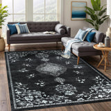 Non Slip Rugs 8x10 Boho Medallion Floral Non Skid Rubber Backing Easy Silk Soft