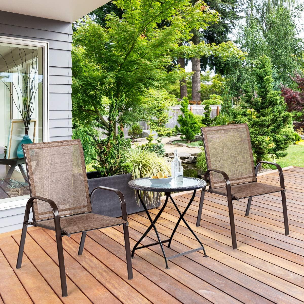 2 Piece Patio Chairs, Outdoor Camping Chairs with Breathable Fabric