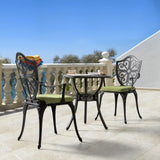 Bistro Set 3 Piece Outdoor, Cast Aluminum Patio Bistro Sets with Umbrella Hole