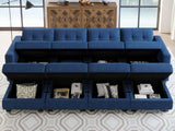 Storage Modular Sleeper Sofa Sectional Couch with Wide Chaises Convertible Sectional