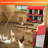 Two-Tier Chicken Nesting Box, 6 Hole Roll Away Eggs Laying Boxes with Perch