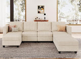 Modular Sectional Couch with Storage Ottoman U Shaped Corduroy Sectional Sofa