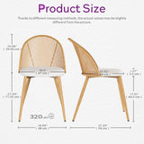 Rattan Dining Chairs Set of 4 with Faux Leather Cushion