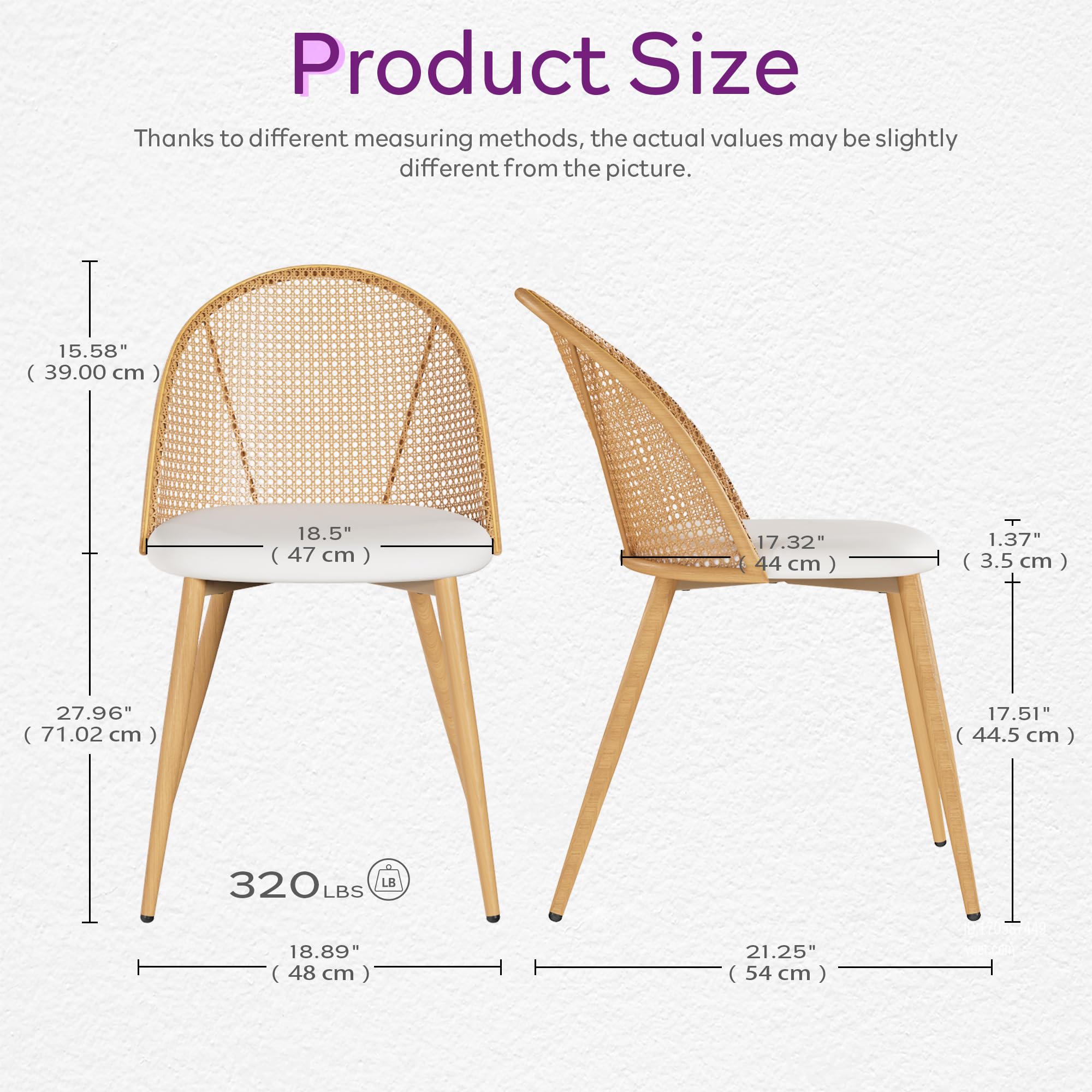 Rattan Dining Chairs Set of 4 with Faux Leather Cushion