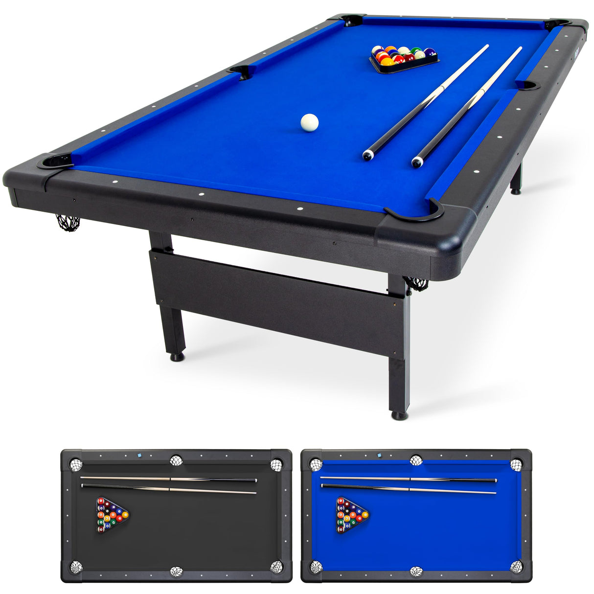 Full Size 8 ft x 4.2 ft Billiards Game Table - Foldable Design, Includes Full Set of Pool Balls