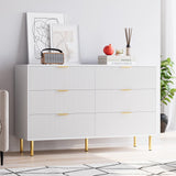 White 6 Drawer Dresser for Bedroom, 56” Wide Wood Dresser Organizer with Metal Legs, Modern Chest of Drawers for Bedroom, Hallway, Home Office