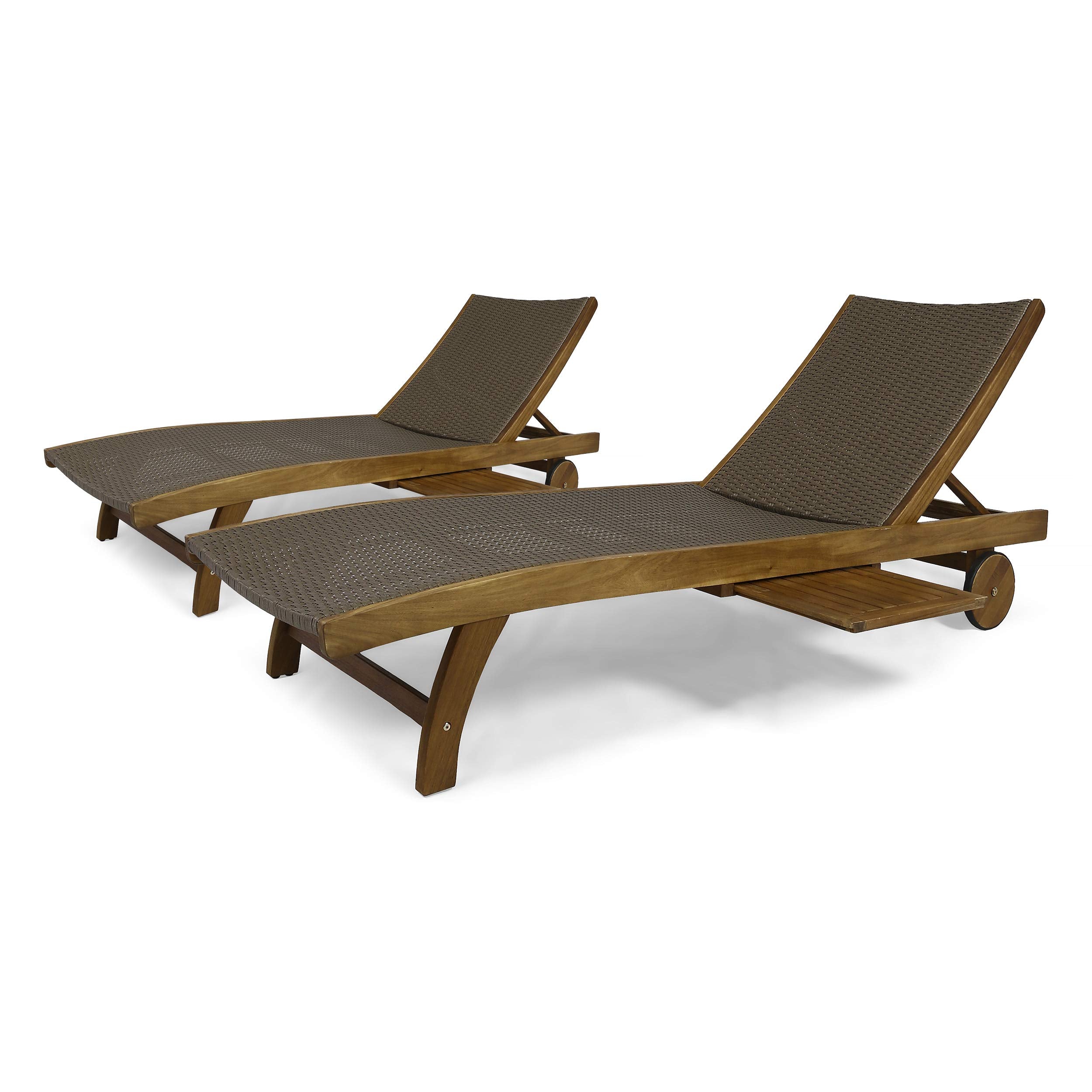 Deal Furniture 307671 Patio Lounge Chairs, Brown + Teak Finish