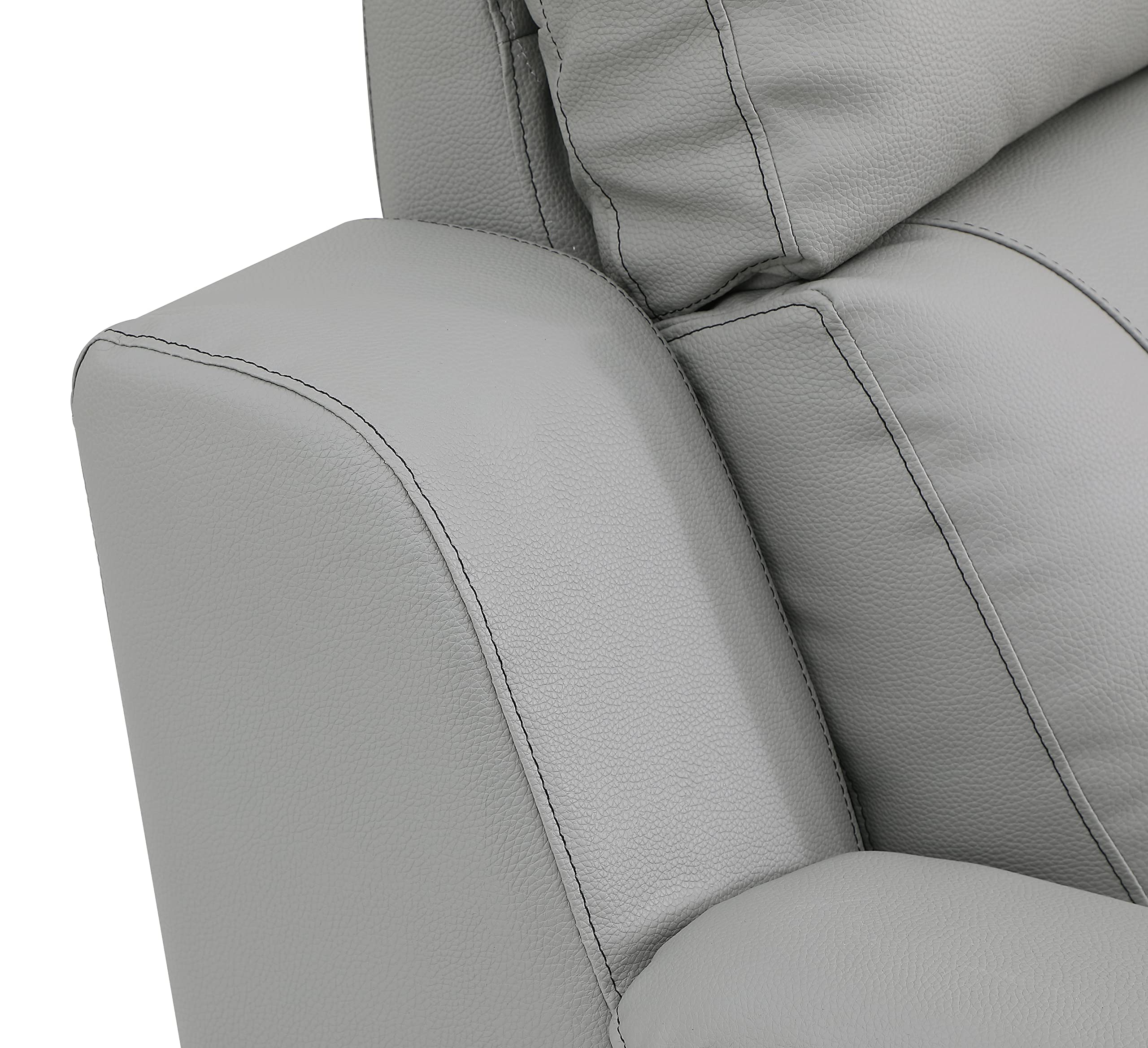 Blackjack Furniture Walker Leather Match Upholstered Reclining Living Room, Accent Chair, Gray