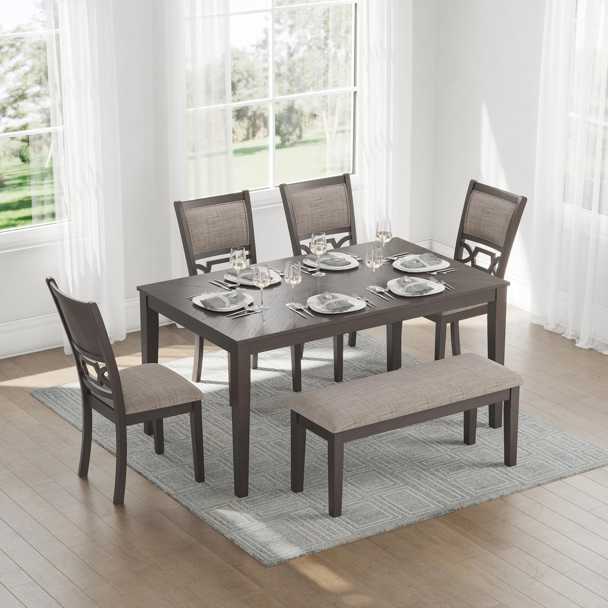 Wrenning 6-Piece Dining Set with Diamond Pattern