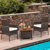 Wicker Patio Chairs Set of 4, Indoor Outdoor PE Rattan Armchairs w/Cane Back