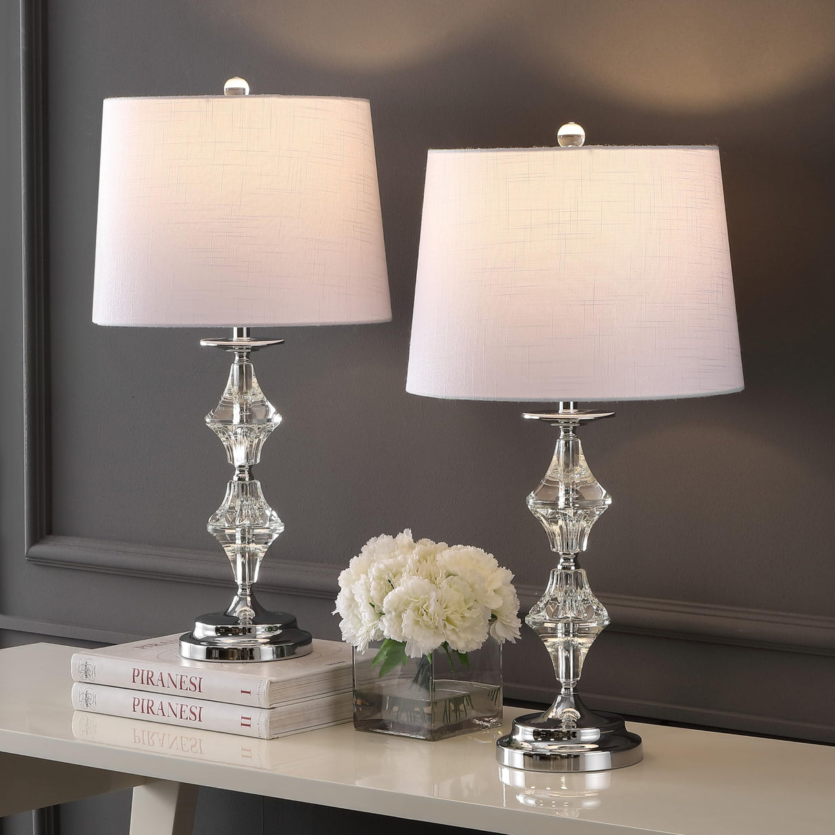 JYL2037A-SET2 Set of 2 Table Lamps Madison 27.5" Crystal LED Table Lamp