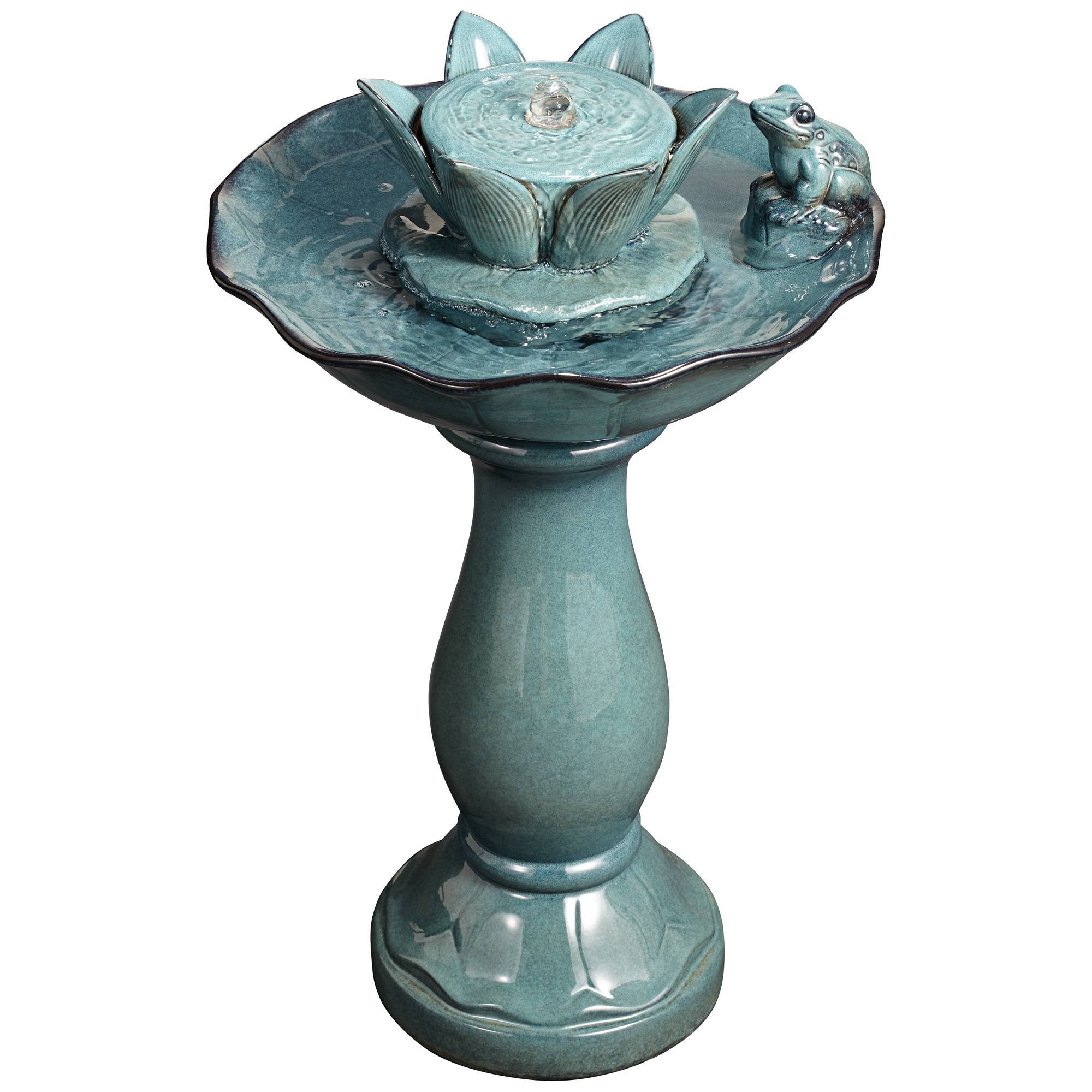 Pleasant Pond Frog Lotus Modern Outdoor Floor Water Bubble Fountain 25 1/4" High