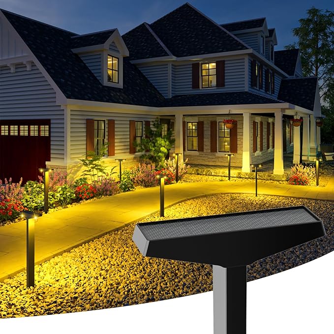 Bright Solar Pathway Lights for Outside, 10 Pack Solar Landscape Lighting for Outdoor