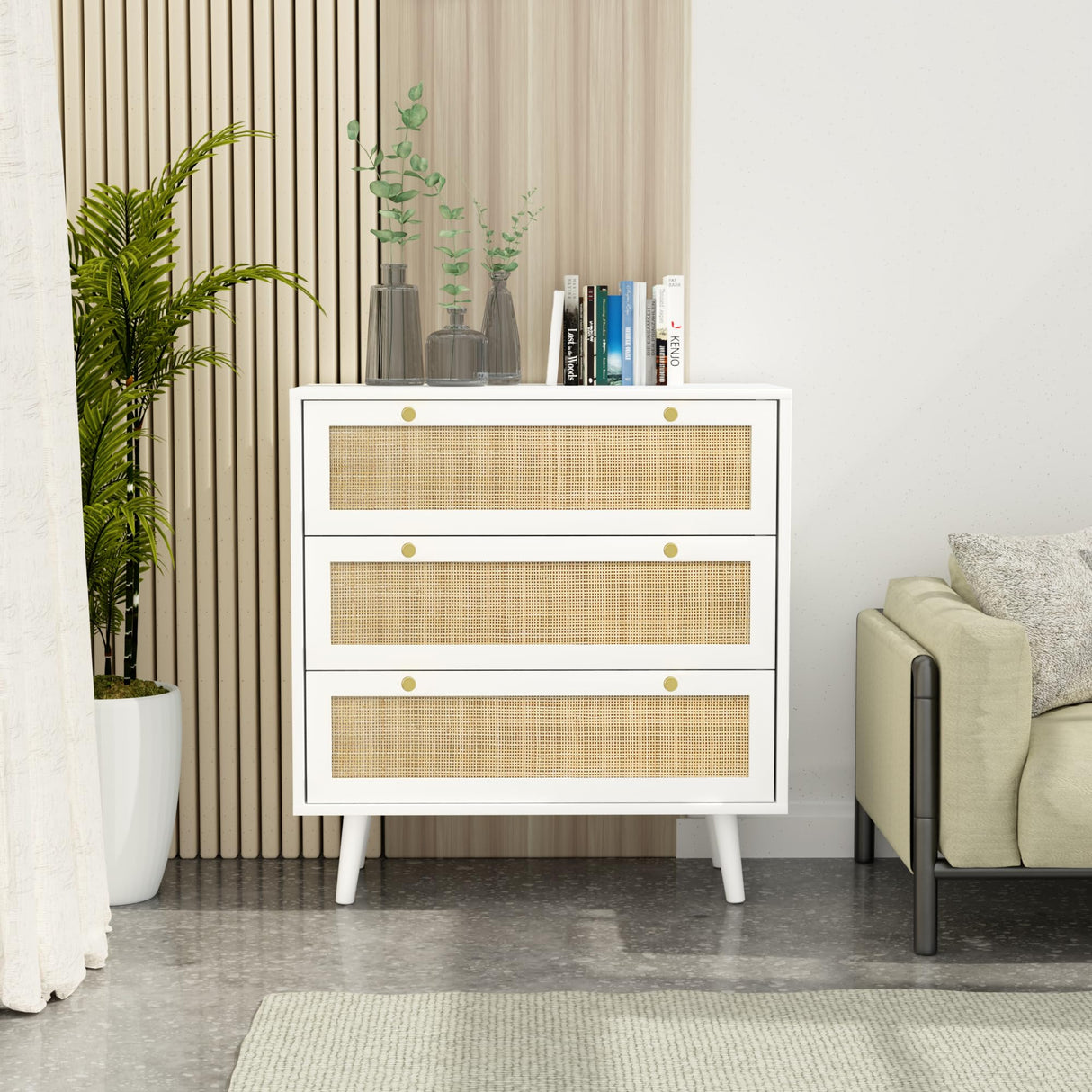 White Dresser for Bedroom with 3 Drawers, Modern Wood 3 Drawer Dresser