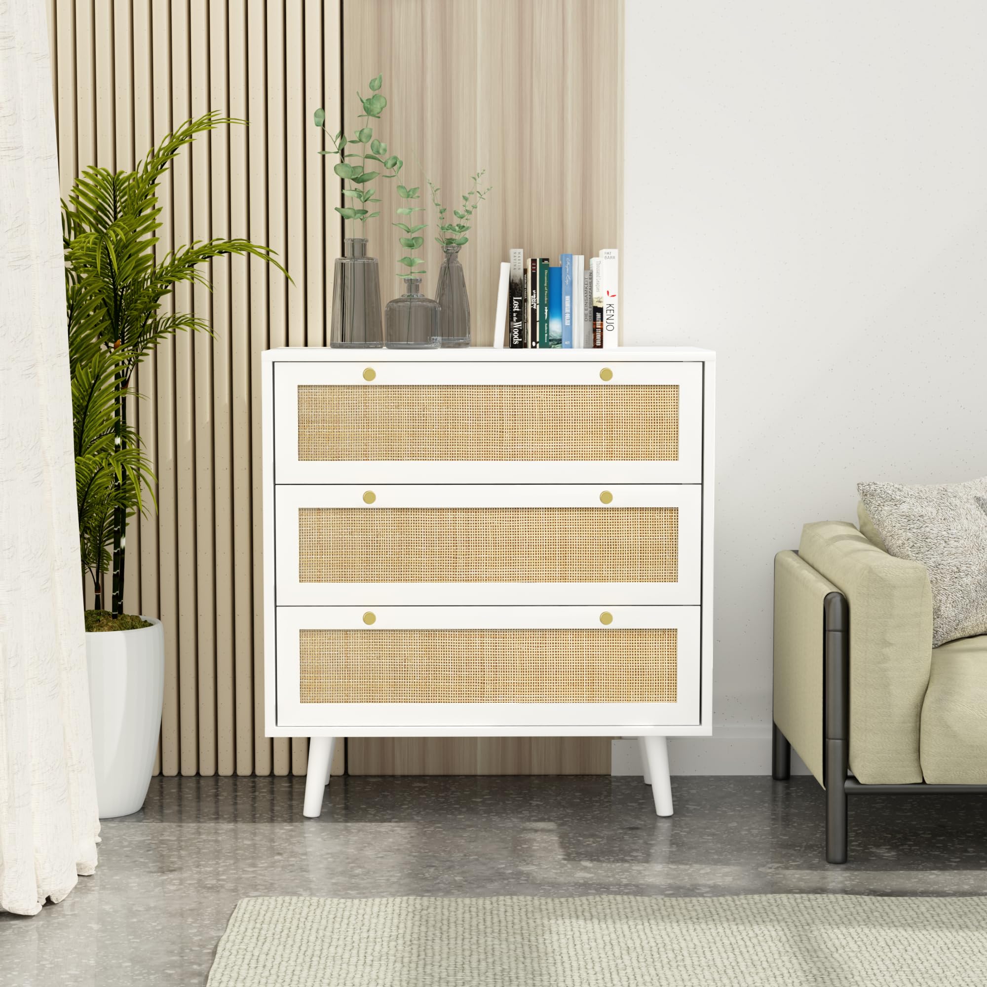 White Dresser for Bedroom with 3 Drawers