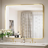 36x24 Inch LED Bathroom Mirror with Lights, Black Metal Frame Mirror