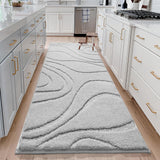 DEXDE Bathroom Rugs Runner 24 x 60 Inch, Extra Long Non-Slip, Machine Washable Bath Mats, Light Gray Soft Carpets for Bathroom Shower