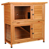 41" 2 Story Wooden Rabbit Hutch with Ventilation Door & Removable Trays, Indoor