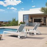 Outdoor Chaise Lounge Chairs Set of 2 White Aluminum Lounge Chair