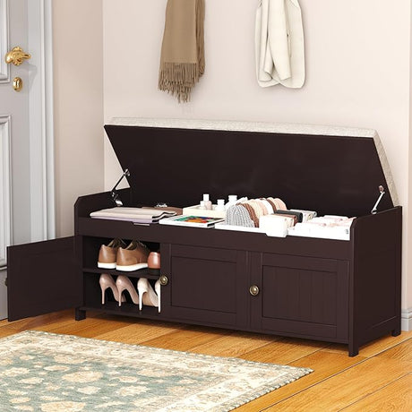 41.3" Shoe Bench with Lift Top Storage, Entryway Storage Bench with Cushioned Seat,