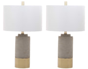 Modern Grey Concrete Table Lamp Set of 2 with Gold Accents