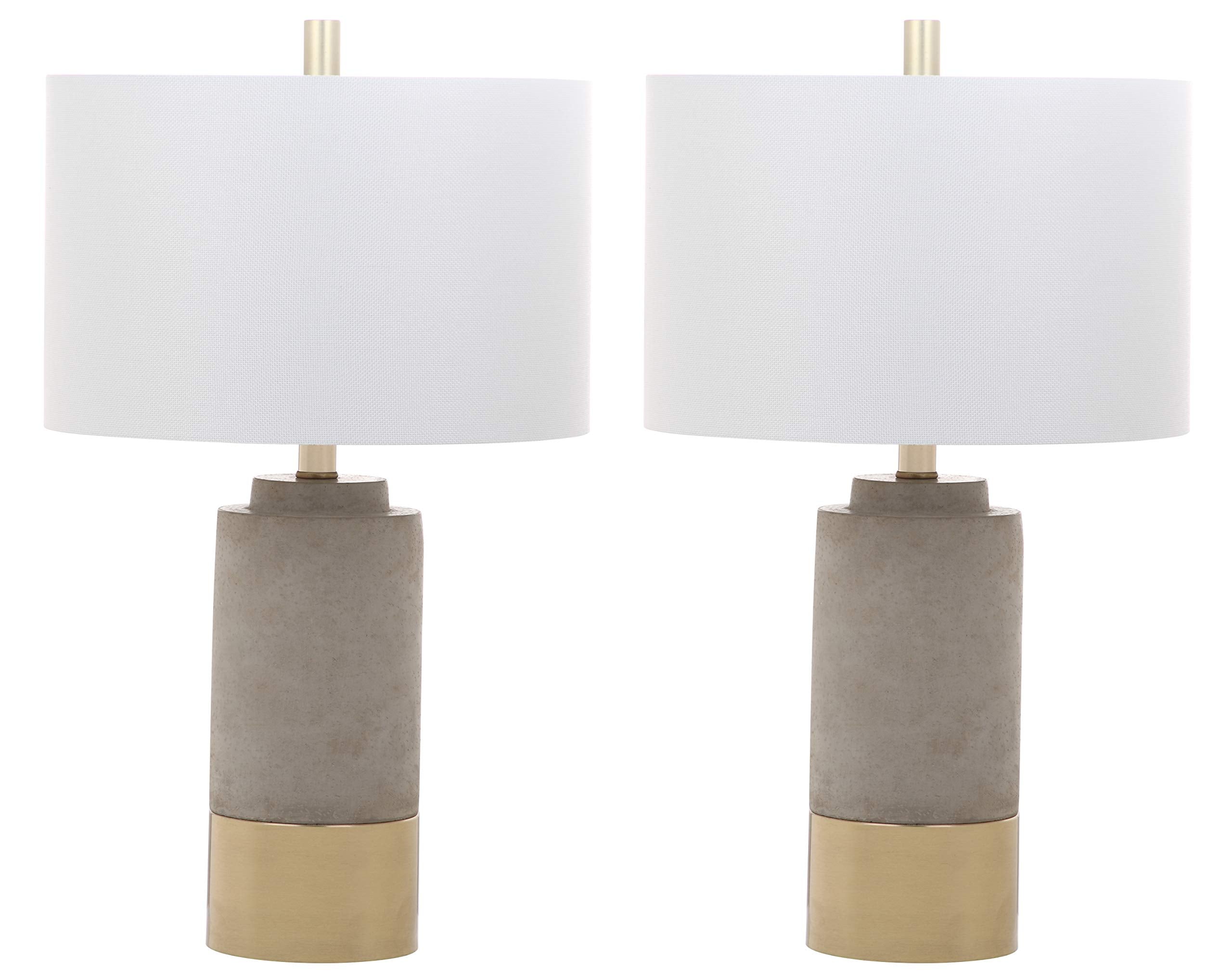 Modern Grey Concrete Table Lamp Set of 2 with Gold Accents