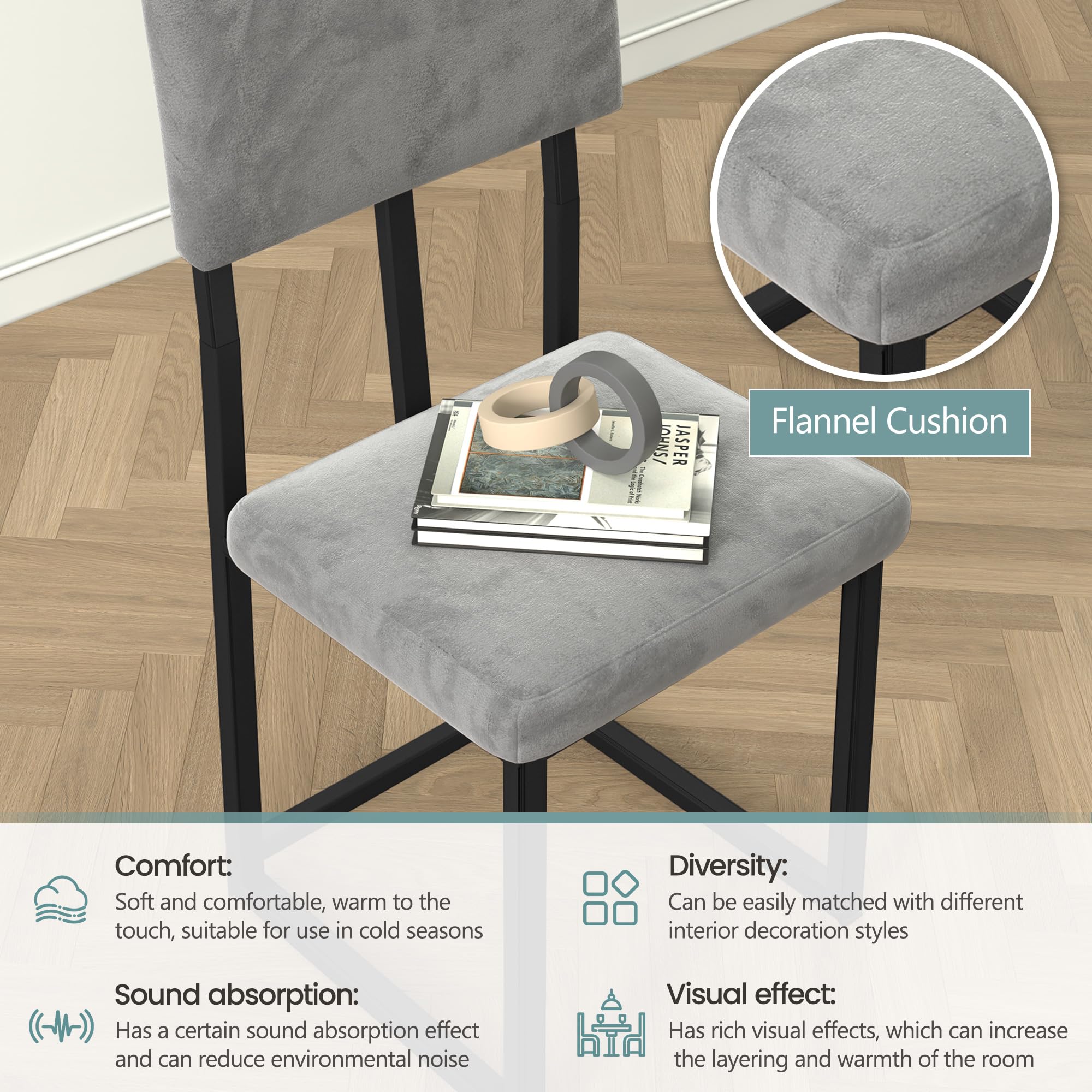 5-Piece Faux Marble Dining Set with Velvet Upholstered Chairs