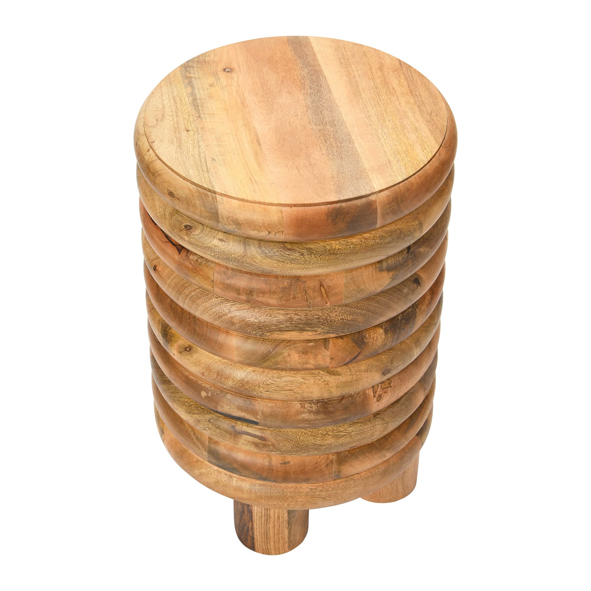 Dossier Vintage-Inspired Solid Wood Flat top for use, Natural Finish Stool/End Table