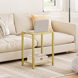 C Shaped End Table Set of 2, Side Tables with 2 Shelves, TV Tray Table for Small Space